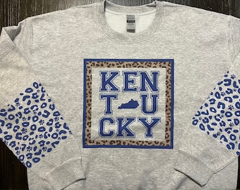 Kentucky Wildcats Sweatshirt- Kentucky Leopard sweatshirt- university of Kentucky shirt- KY sweatshirt leopard- leopard Kentucky tee