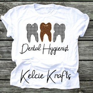 Dental Hygienist Leopard and Plaid Tee Shirt- Dental Tee- Dental Hygiene Gift- Dental Gift- Dental Hygiene School Gift