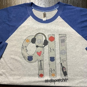 911 Dispatcher Unisex Sublimation Raglan- Dispatcher Tee Shirt-- 911 Dispatcher Raglan- Dispatcher gift- gift for 911 operator