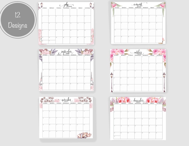Monthly Calendar Printable Pink Calendar 2023 Minimalist - Etsy