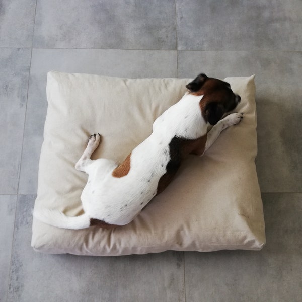 Linen dog bed cover, waterproof dog bed cover, dog bed duvet, eco frendly dog bed cover, zippered durable dog bed cover