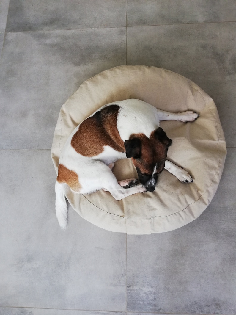 Linen Round Dog Bed Cover Washable Dog Bed Cover Dog Bed Etsy
