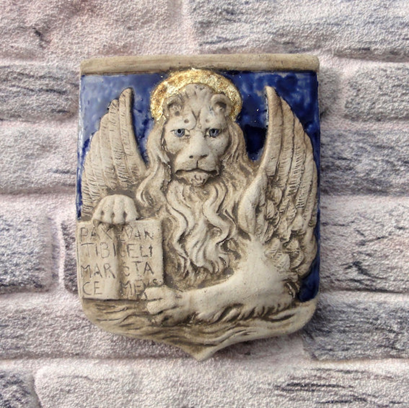St Mark's Winged Lion in a Shield Painted Ceramic Etsy