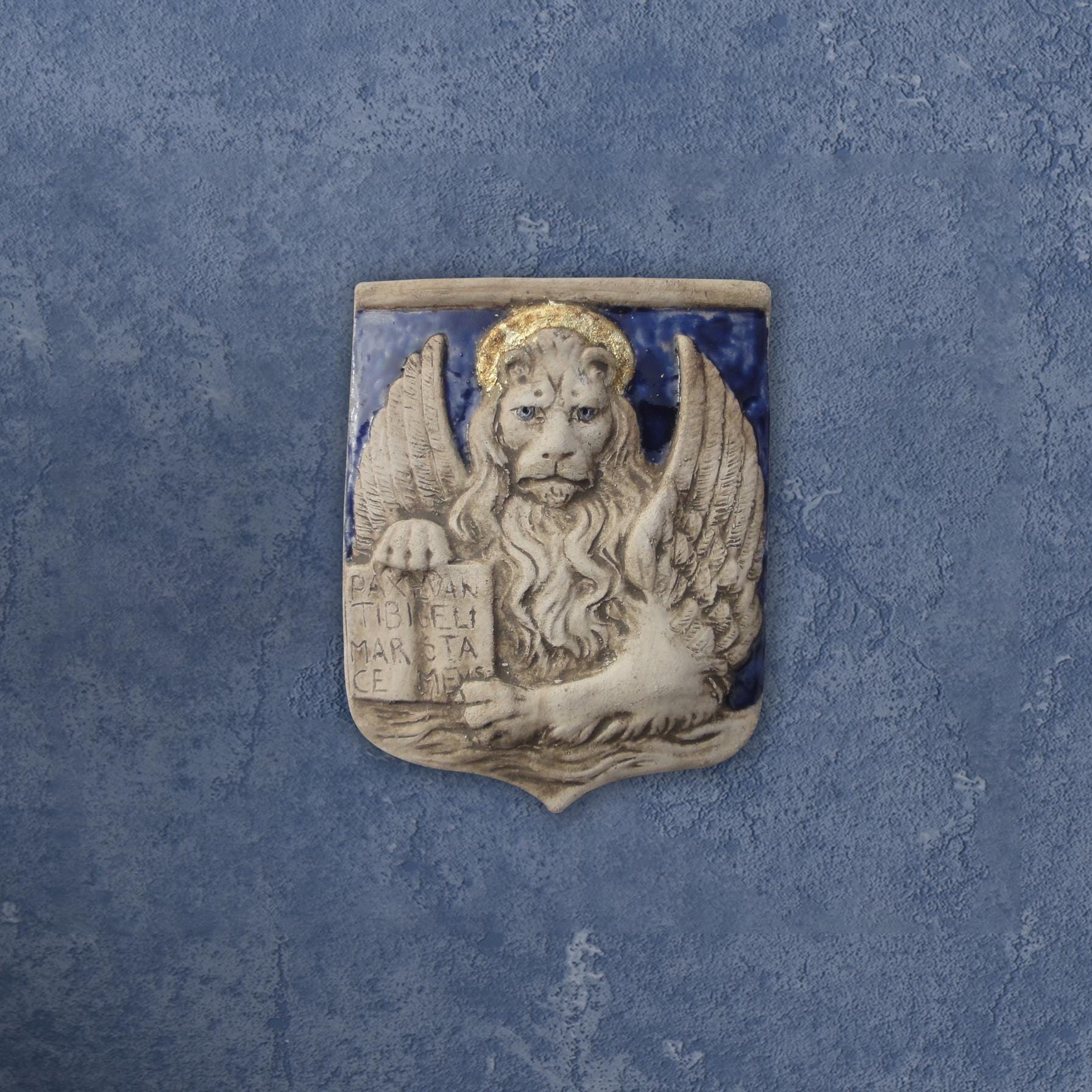 St. Mark's Winged Lion in a Shield - Painted Ceramic