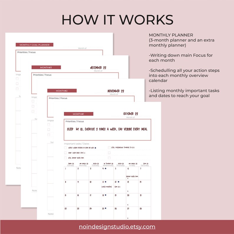 Printable, 90-day Goal Planner, 90 Day Tracker, Monthly Planner, Habit ...