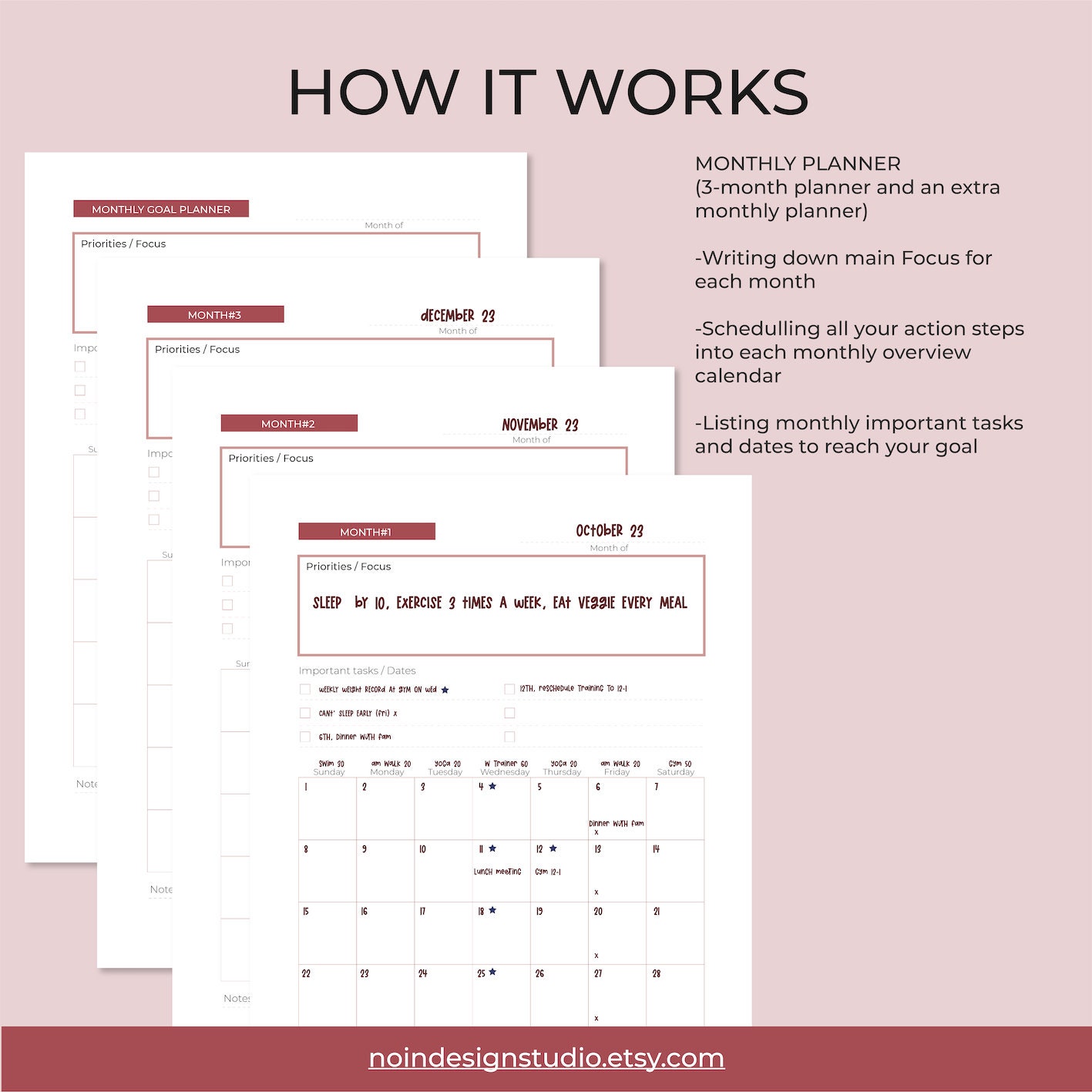 Printable, 90-day Goal Planner, 90 Day Tracker, Monthly Planner, Habit ...