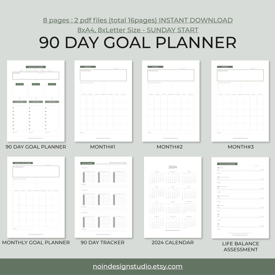 Printable, 90-day Goal Planner, 90 Day Tracker, Monthly Planner, Habit ...