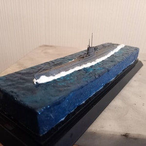 German U-boat type 7B submarine with water diorama