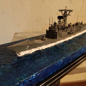 USS Oliver Hazard Perry frigate ship water diorama
