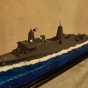 USS New York LPD-21 San Antonio class amphibious transport dock with water diorama