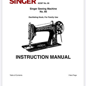 Singer 66 Sewing Machine User Manual Instructions *Digital Download Only, No Physical Copy