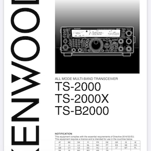 Kenwood All Mode Multi-Band Transceiver TS-2000/TS-2000X/TS-B2000 Instruction Manual *Digital Download Only, No Physical Copy
