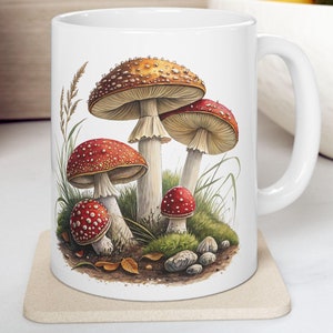 Paddenstoelmok, Cottagecore-cadeau voor haar, cadeau voor hem, decor schimmels, grappige koffieliefhebber, leuke grote mok, keukendecor, cadeau voor verzamelaars