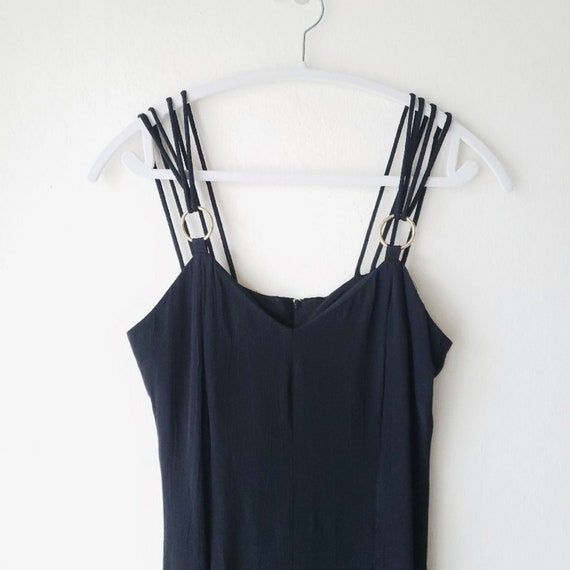 Vintage 80's Strappy Jumpsuit Black Wide Leg