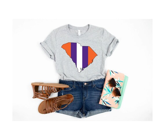 Clemson Tigers Helmet Stripes Team Colors Shirt South Carolina College Football Tshirt Gameday Shirts For Women And Men