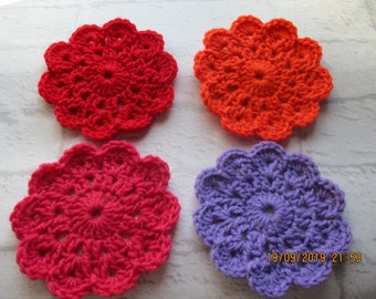 4 crochet coasters, set of 4 drink mats, mug rugs