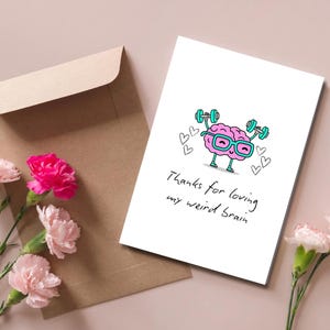 Grazie per aver amato il mio strano cervello / Biglietto di San Valentino / Autismo / ADHD / DOC / Design di biglietti stampabili