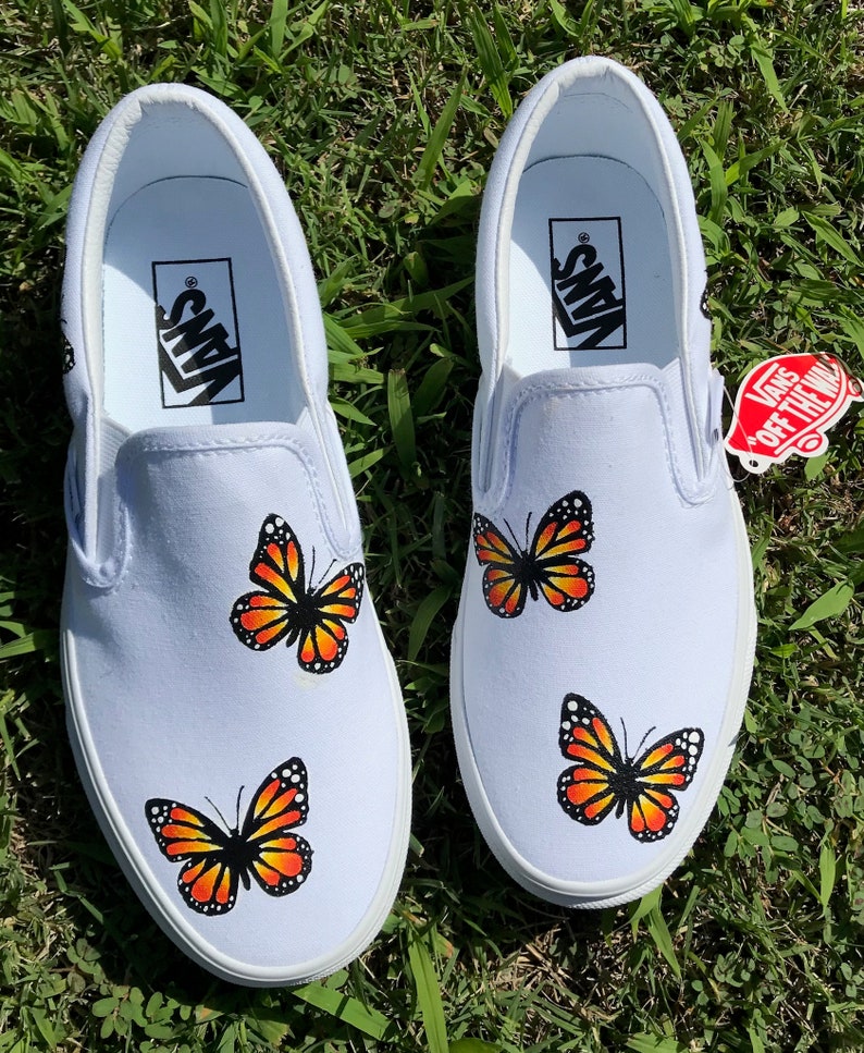 butterfly slip on vans