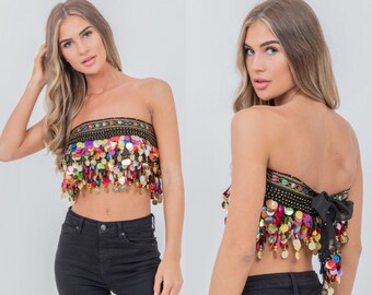 sequin crop top outfits