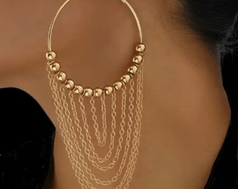 Large Hoop Tassel Earrings - Big Hoop Earrings - Large Hoop Earrings - Tassel Earrings - Gold - Silver - Black
