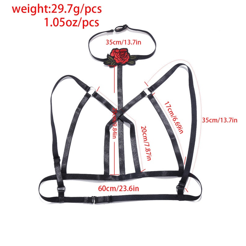 Flower Body Jewelery Bralette Body Jewelry Body Harness Body Jewellery Red Rose Black Body Harness Bralette Chic Body Jewelry