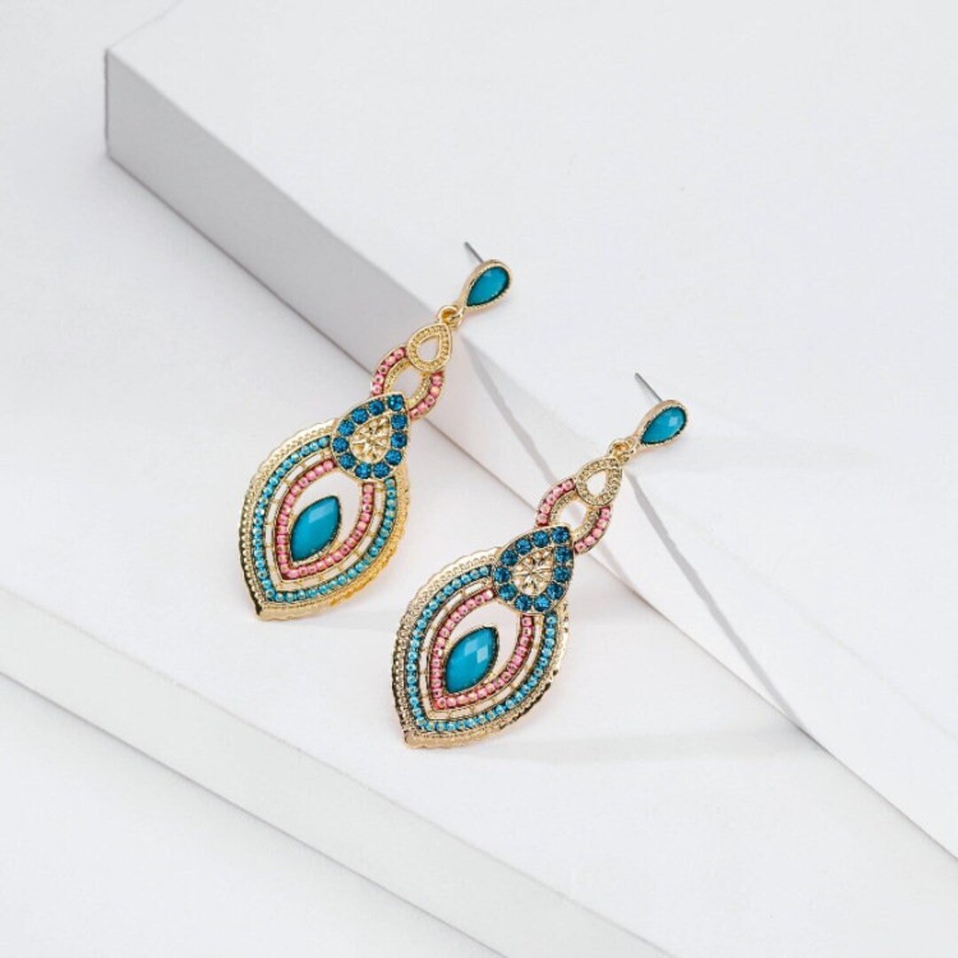 Pretty Mandala Teardrop Earrings Boho Earrings Tribal Earrings Ethnic