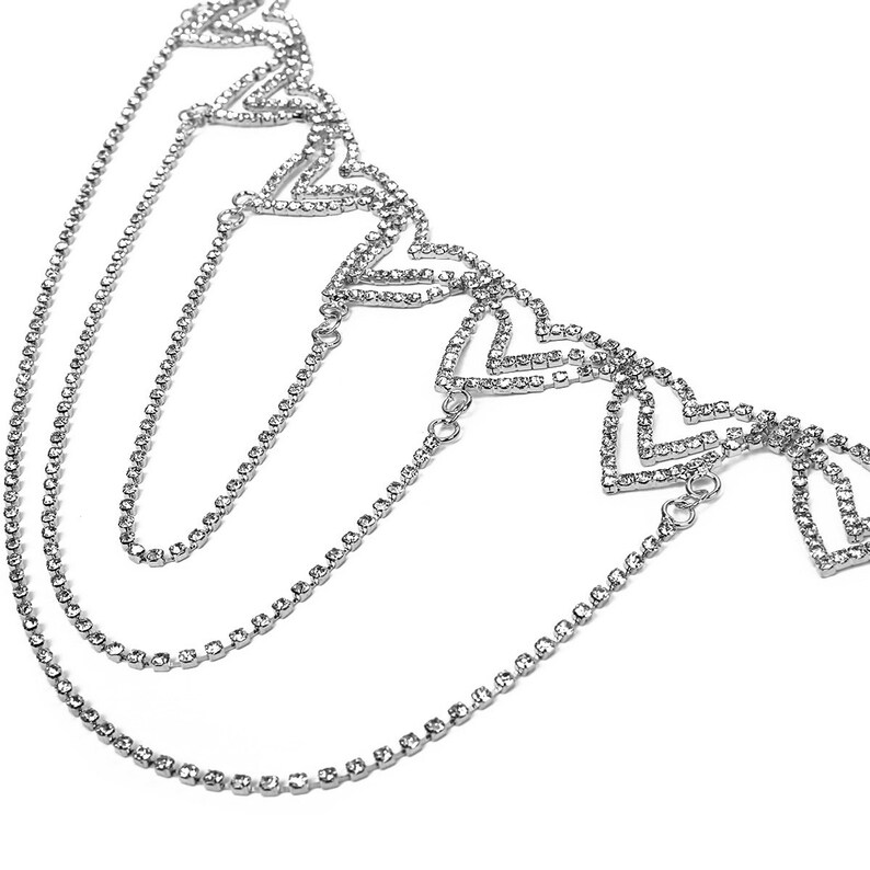 Body Jewellery Wedding Jewellery Silver Rhinestone Shoulder Necklace Bridal Jewellery Chic Body Jewelry Shoulder Jewellery