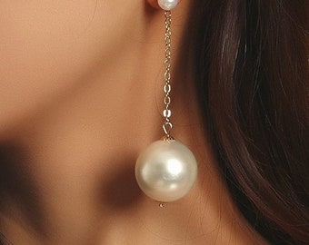 Oversized Pearl Drop Earrings - Pearl Earrings - Pearl Drop Earrings - Long Earrings - Fashion Earrings - Dangle Earrings