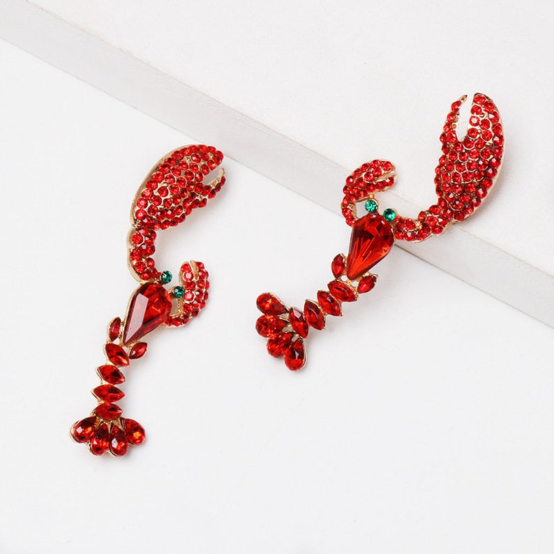 Red Lobster Crystal Drop Earrings Stud Earrings Drop Etsy UK