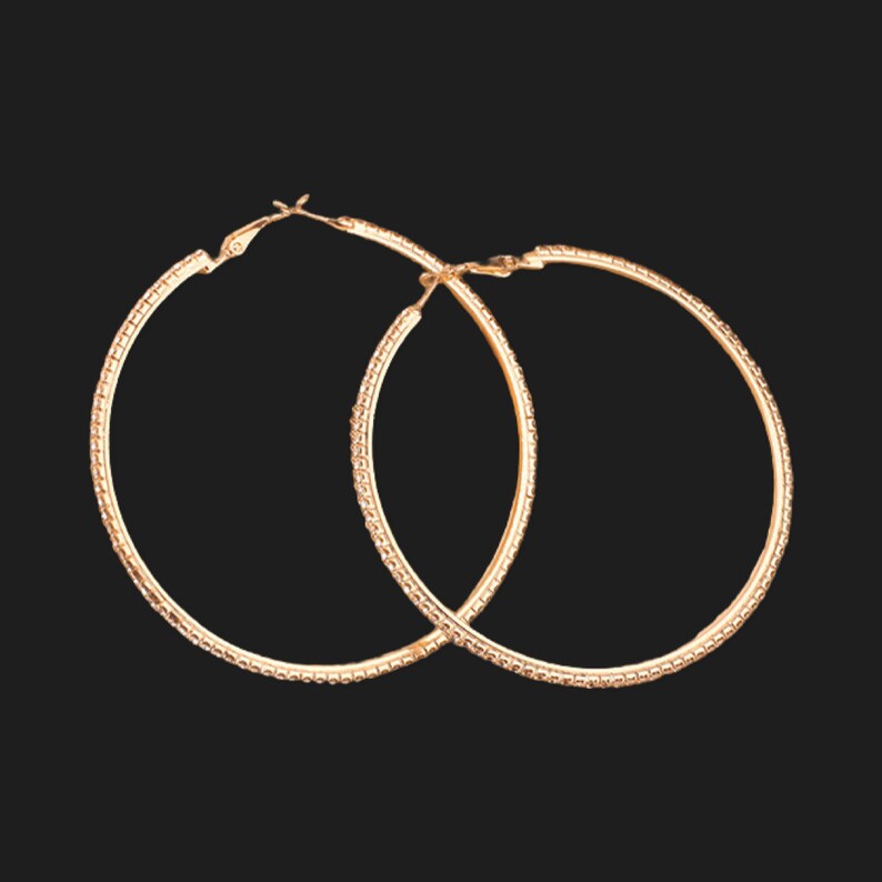 Oversized Rhinestone Hoop Earrings Gold Hoop Earrings Big Etsy