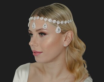 Rhinestone Water Drop Head Chain - Head Chains - Hair Jewellery - Boho Glam - Hair Accessories - Crystal Head Chain - Body Jewellery