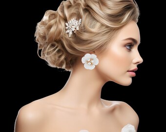 Petal Pearl Stud Earrings - Flower Earrings - Pearl Earrings - Wedding Earrings - Colourful Earrings - Gifts For Her - Flower Jewellery