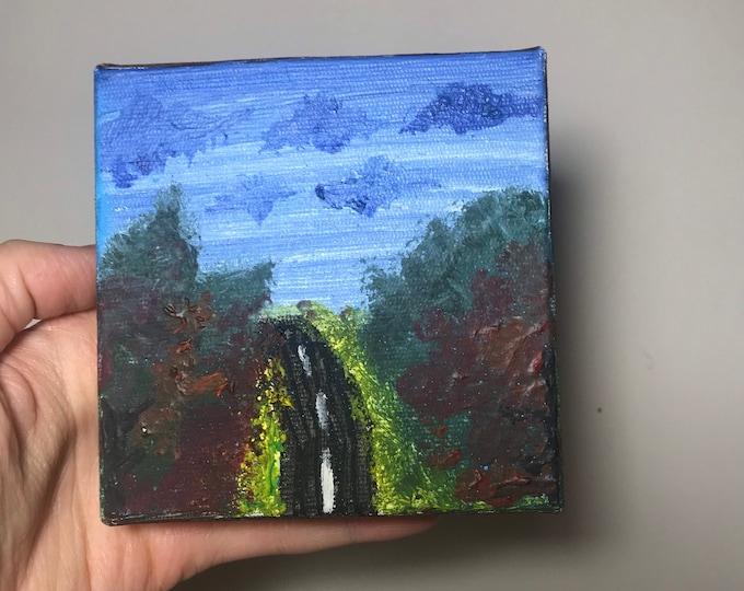 Autumn Forest PaintingMini Oil Painting on Canvas Originalvalentines day gifts for herGifts for himsmall painting giftsCanvas Wall Art