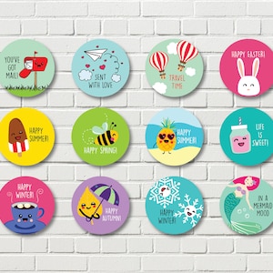 Conjunto de 18 pequeñas pegatinas lindas con mensajes para su caracol, penpalling o postcrossing postales, cartas o sobres