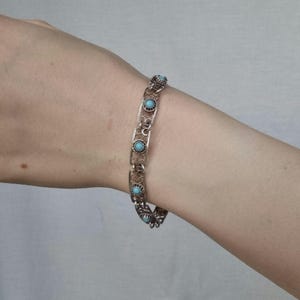 Vintage Silver-Tone Bracelet with Turquoise Accents