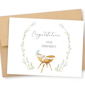 New Grandparents Card, New Grandbaby Card, New Grandparents Congrats Card, New Grandson, New Granddaughter, New Baby Card Congratulations
