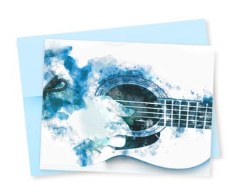 Acoustic Guitar Watercolor Greeting Card
