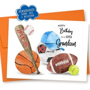 Personalized Sports Birthday Card: Custom Name, Age, & Relation