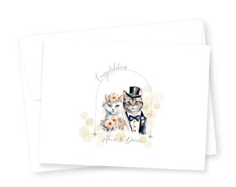 Personalized Wedding Card: Bride and Groom Cats Getting Married Congrats
