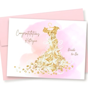 Personalized Bridal Shower Card: Glitter Wedding Dress, Bride-to-Be