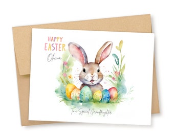 Any Relation, Personalized Easter Bunny Card, Easter Card, Easter Eggs Card, Daughter, Son, Granddaughter, Grandson, Niece, Nephew, Friend