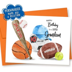 Personalized Sports Birthday Card: Custom Age and Relation