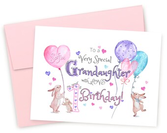 Personalised 1st Birthday Card Sister Daughter Granddaughter Niece ANY 6"or 8"