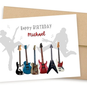 Personalized Guitar Birthday Card, Music Birthday Card, You Rock Birthday, Electric Guitar Card, Music Lover Birthday Card, Electric Guitar