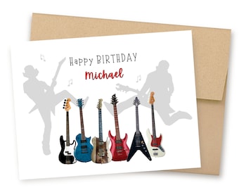 Personalized Guitar Birthday Card, Music Birthday Card, You Rock Birthday, Electric Guitar Card, Music Lover Birthday Card, Electric Guitar