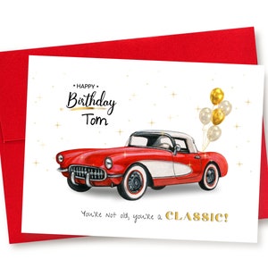 Personalized Classic Corvette Birthday Card: Car Lover Gift