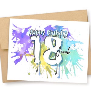 ANY AGE Personalized Birthday Card, Fun, Wild, Art Card, Custom Card For Him, Card For Her, 18th Birthday, 16, 21, 30, 40, 50 Milestone Card