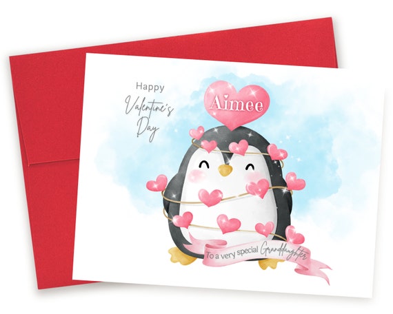 Personalized Valentines Day Card Penguin Valentine Card - Etsy