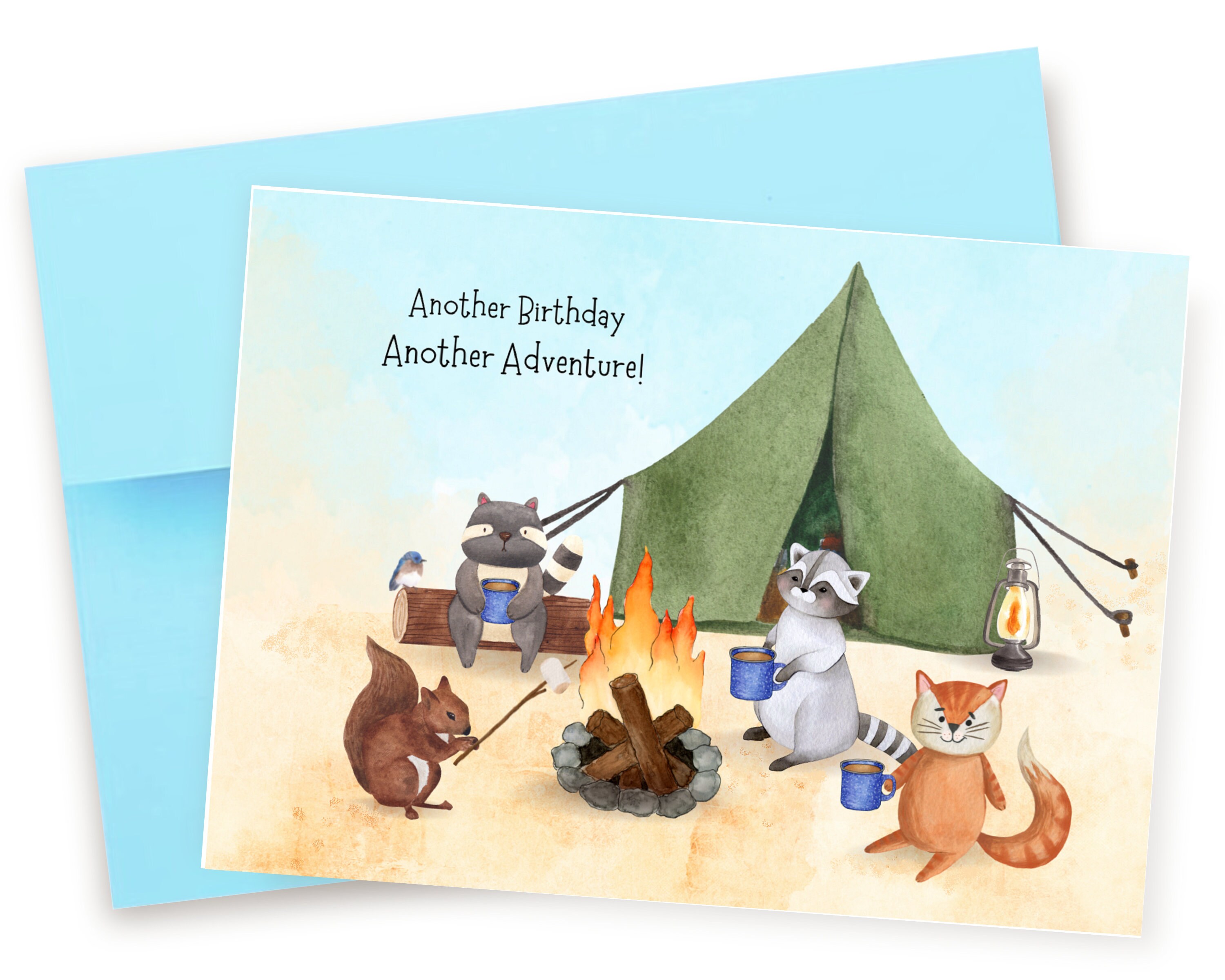 Camping Birthday Card Campfire Card Adventure Birthday Card Etsy