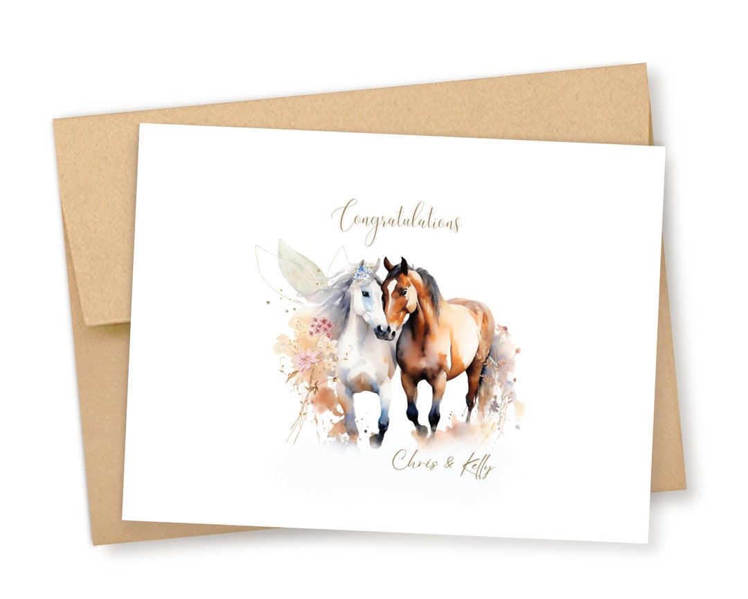 Personalized Horse Wedding Card, Congratulations Card, Engagement Card ...